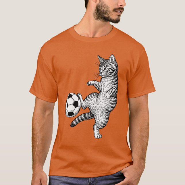 Camiseta Funny Kitty Cat Playing Soccer Cute Soccer Mom Cat (Frente)