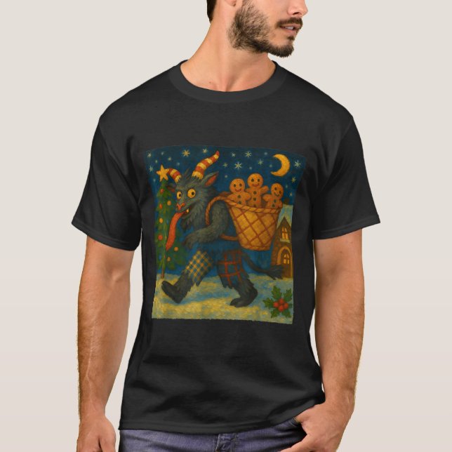 Camiseta Funny Krampus Gingerbread Night Festive Creepy Hol (Frente)