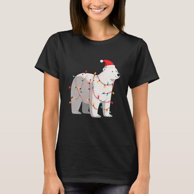 Camiseta Funny Lar Bear Christmas Graphics Animal Lights Lo (Frente)