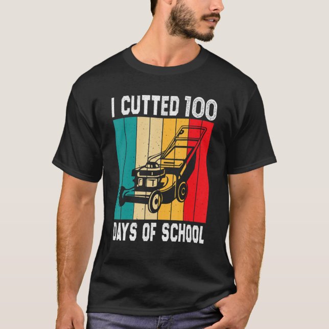Camiseta Funny Lawn Mower Lovers Tee 100 Days Of School Tea (Frente)