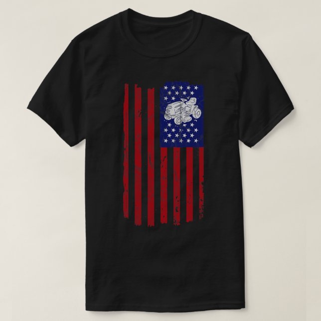 Camiseta Funny Lawn Mower Moor Americano Flag Yard Work La (Frente do Design)