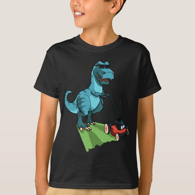 Camiseta Funny Lawn Mower T-Rex Trator Remando Presente Par (Frente)