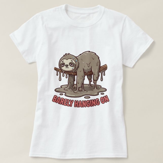 Camiseta Funny Lazy Melting Sloth Cartoon T-Shirt (Frente do Design)