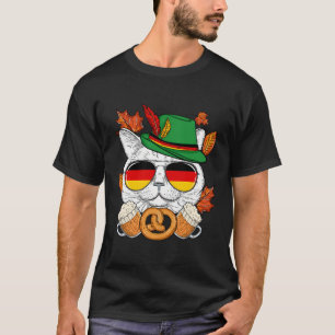 Camiseta Funny Lederhosen Cat Sunglass Alemanha Flag Okaba