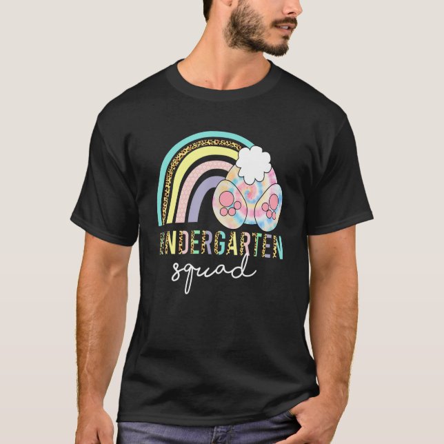 Camiseta Funny Leopard Rainbow Kindergarten Bunny Easter Ch (Frente)
