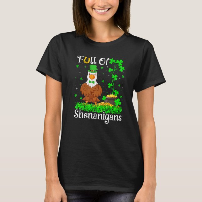 Camiseta Funny Leprechaun Shamrock Leaf Bald Eagle Rua Patr (Frente)