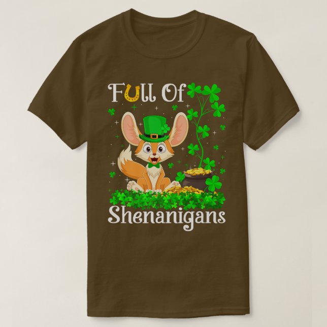 Camiseta Funny Leprechaun Shamrock Leaf Fennec Fo Rua (Frente do Design)