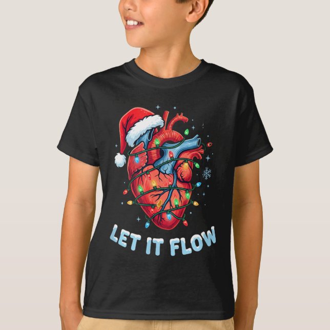 Camiseta Funny Let It Flow Heart Anatomy Nurse Christmas  (Frente)