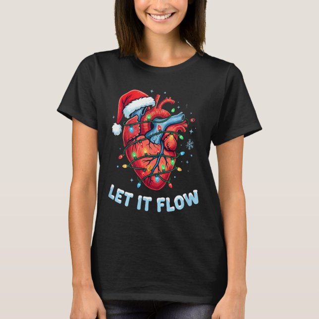 Camiseta Funny Let It Flow Heart Anatomy Nurse Christmas  (Frente)