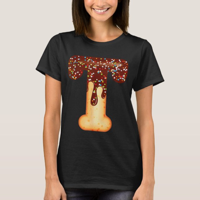 Camiseta Funny Letter T Ice Cream Chocolate Sprinkles  (Frente)