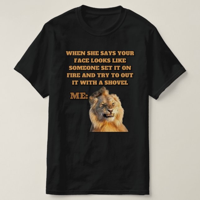 Camiseta Funny Lion Meme T-shirt Design (Frente do Design)