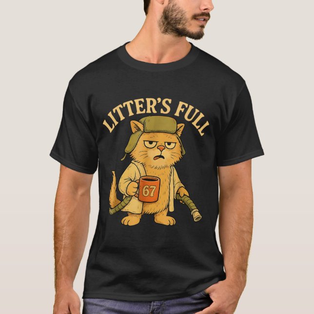 Camiseta Funny Litter’s Full Cat Parody 67 Six Seven Meme  (Frente)