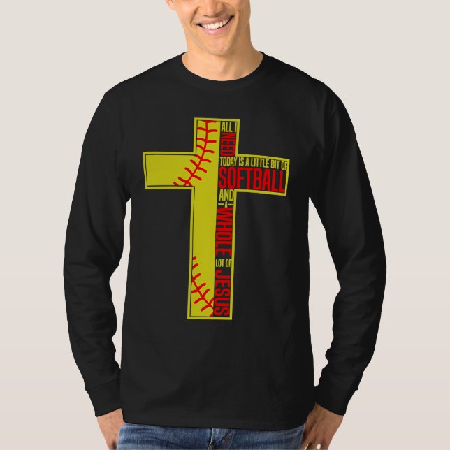 Camiseta Funny Little Bit Of Softball Whole Lot Of Jesus (Frente)
