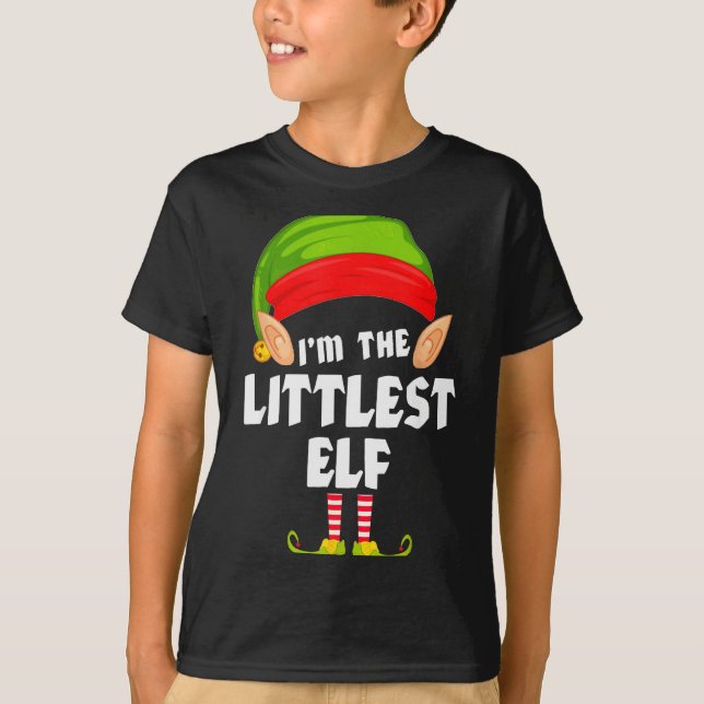 Camiseta Funny Littlest Elf Matching Family Group Pj Christ (Frente)