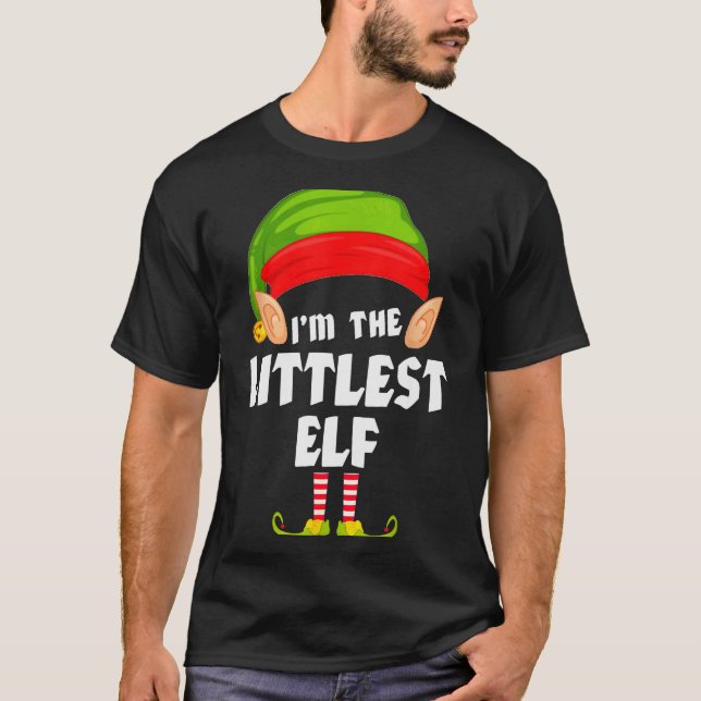 Camiseta Funny Littlest Elf Matching Family Group Pj Christ (Frente)