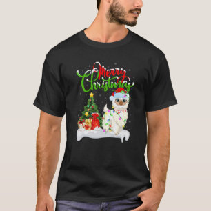 Camiseta Funny Llama Amante de os animais Xmas Lighting Lla