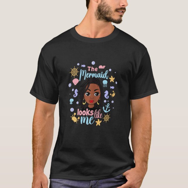 Camiseta Funny Locs The Mermaid Looks Like Me Locd Loc'd (Frente)
