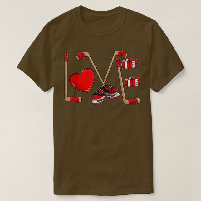Camiseta Funny Love Hockey Valentines Day  Toddler Boys Kid (Frente do Design)
