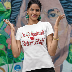 Camiseta Funny Love Husband cita texto vermelho