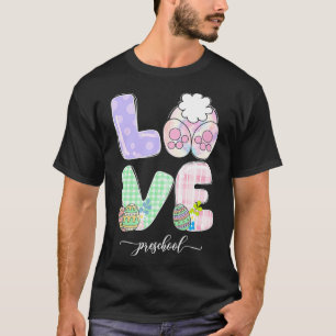 Camiseta Funny LOVE Preschool Teachers Bunny Easter Day Chr