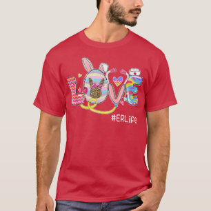 Camiseta Funny LOVE Stethoscope ER Life Nurse Bunny Easter