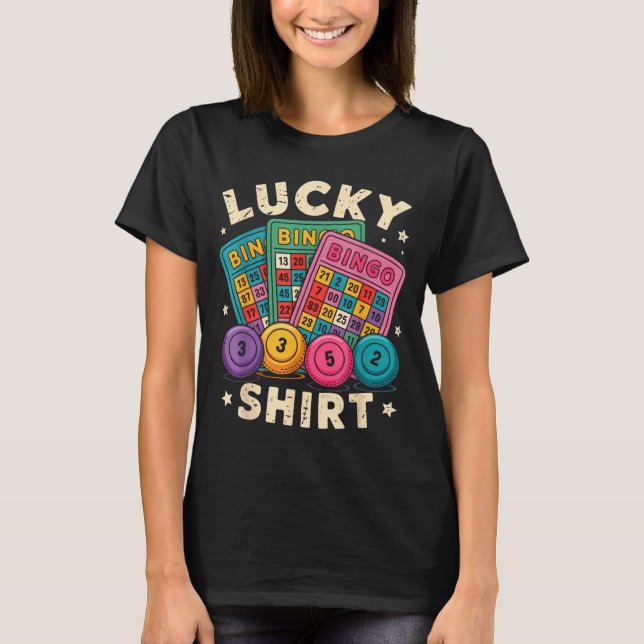 Camiseta Funny Lucky Bingo Funny Gambling Bingo Player Men  (Frente)