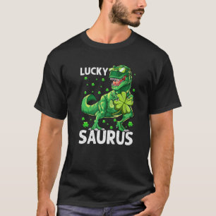 Camiseta Funny Lucky Saurus Dinosaur Irish Shamrock Rua Pat