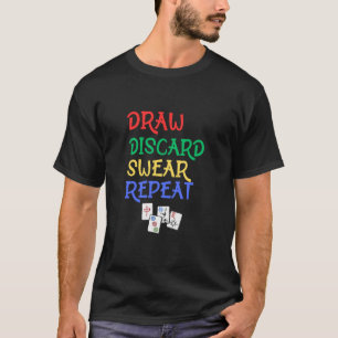 Camiseta Funny Mahjong Desenhar Discard Swear Repeat Mahjon