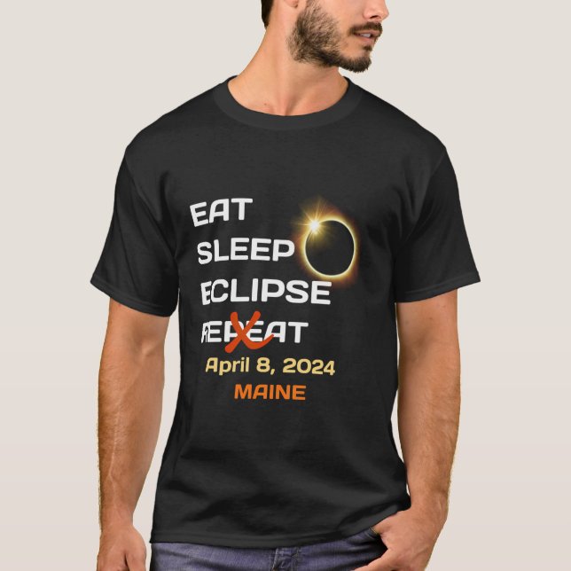 Camiseta Funny Maine Total Eclipse Solar Abril 8 2024 Total (Frente)