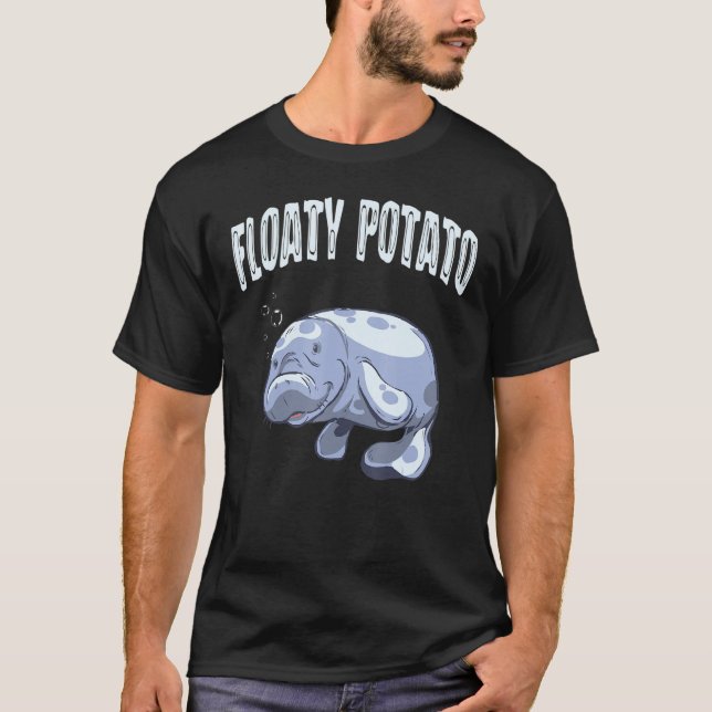 Camiseta Funny Manatee Sea Animal Floaty Aquarista de Batat (Frente)