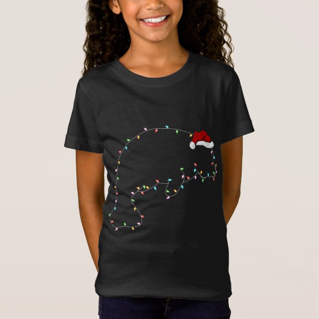 Camiseta Funny Manatee Xmas Lighting Santa Hat Manatee Chri (Frente)
