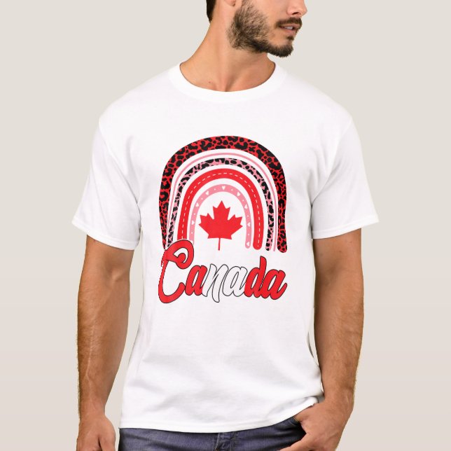 Camiseta Funny Maple Leaf Rainbow Canada Flag Root Canadens (Frente)