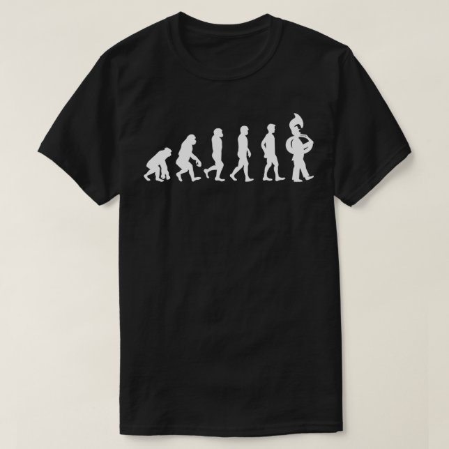 Camiseta Funny Marching Band Tuba Player Evolution Gift (Frente do Design)