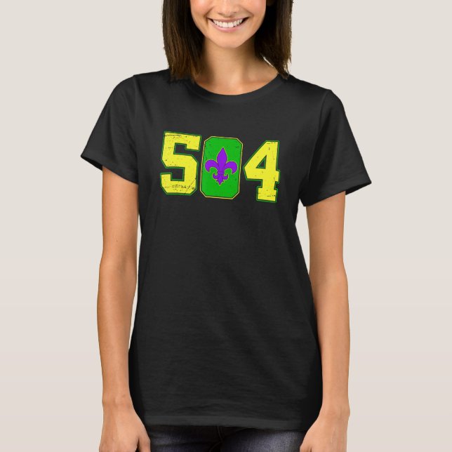 Camiseta Funny Mardi Gras 504 Party New Orleans Louisiana L (Frente)