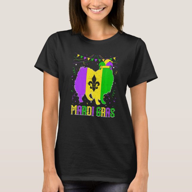 Camiseta Funny Mardi Gras American Eskimo Dog Dad Mom Mardi (Frente)