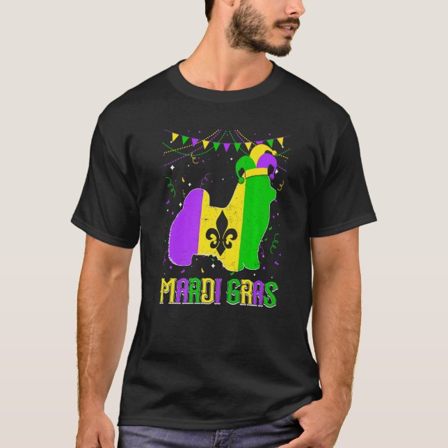 Camiseta Funny Mardi Gras Maltese Dog Dad Mom Mardi Gras Pr (Frente)