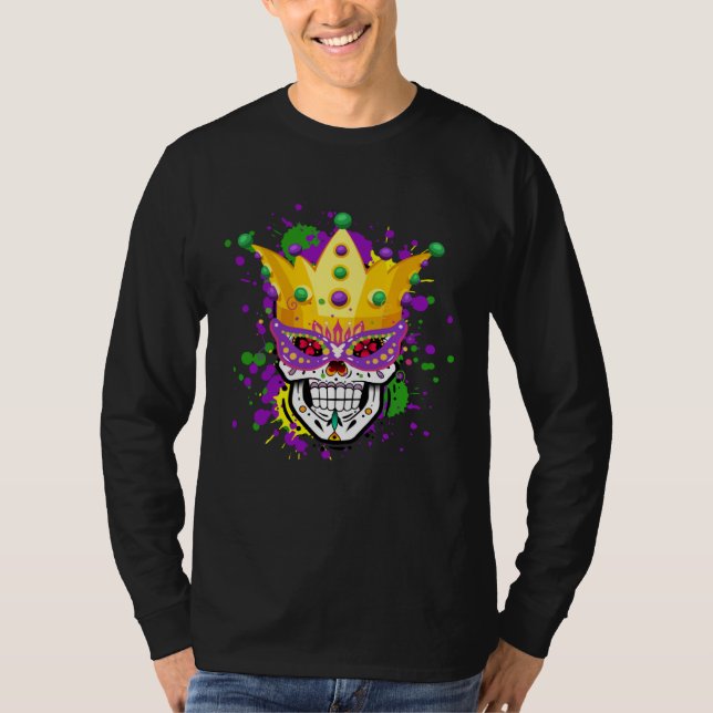 Camiseta Funny Mardi Gras Mask Party Apparel Men Women Kids (Frente)