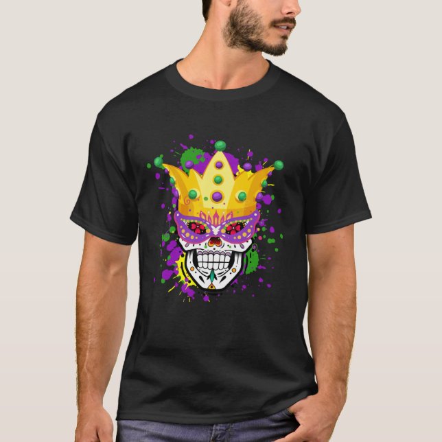 Camiseta Funny Mardi Gras Mask Party Apparel Men Women Kids (Frente)