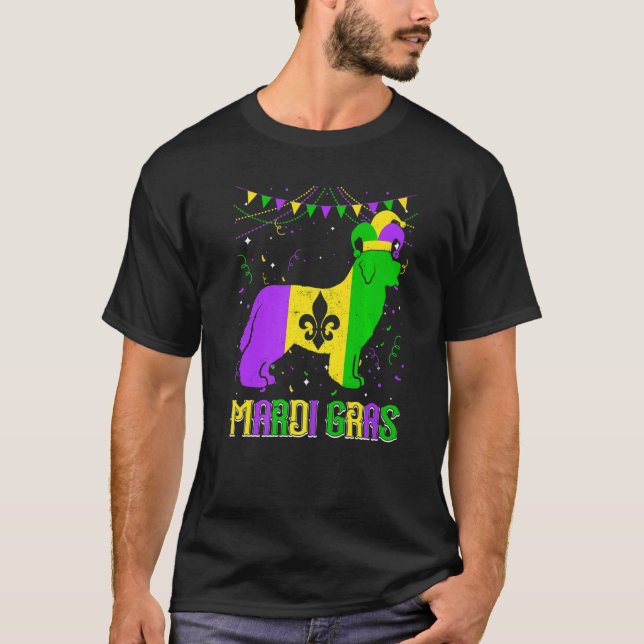 Camiseta Funny Mardi Gras Newfoundland Dog Dad Mom Mardi Gr (Frente)