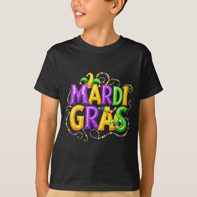Camiseta Funny Mardi Gras Parade Jester Hat Beads Men Women (Frente)