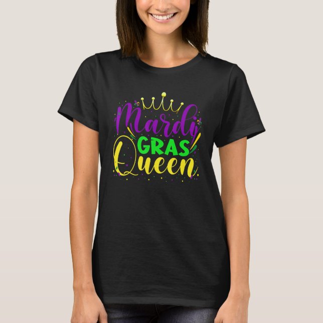 Camiseta Funny Mardi Gras Queen Shirt For Women Parade Cost (Frente)
