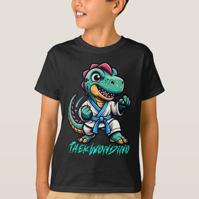 Camiseta Funny Martial Arts Karate Taekwondo Dino Animal Cu (Frente)
