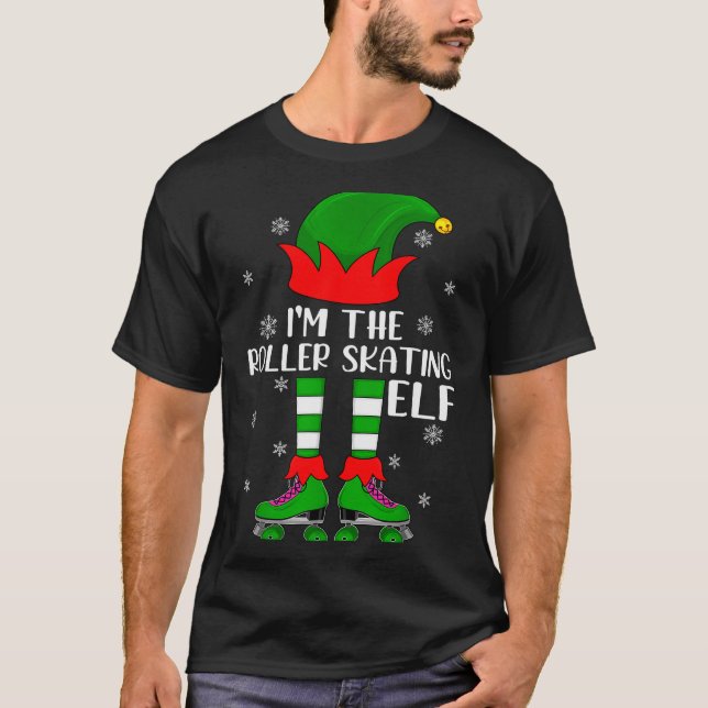 Camiseta Funny Matching Group The Roller Skating Elf Christ (Frente)