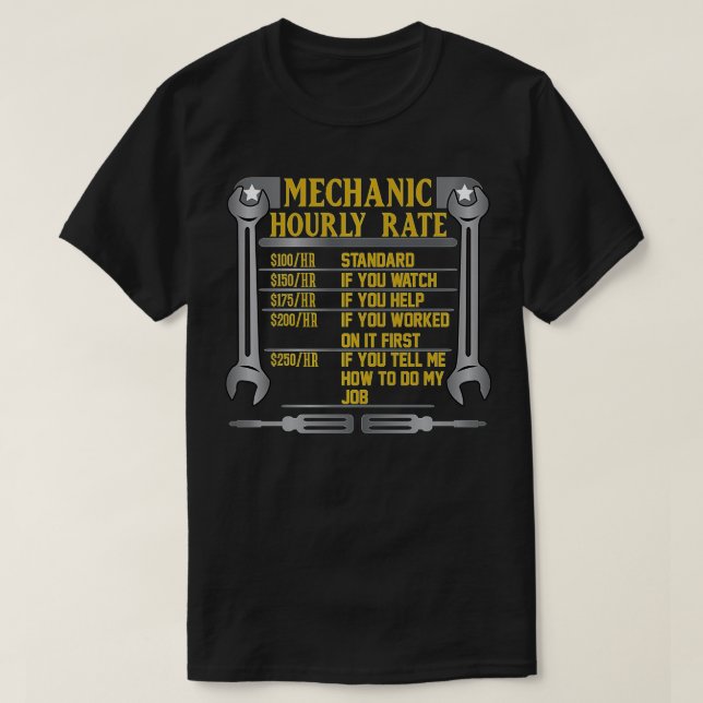 Camiseta Funny Mechanic Hourly Rate Gift  Labor Rates (13)  (Frente do Design)