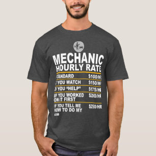 Camiseta Funny Mechanic Hourly Rate Gift Labor Rates Christ