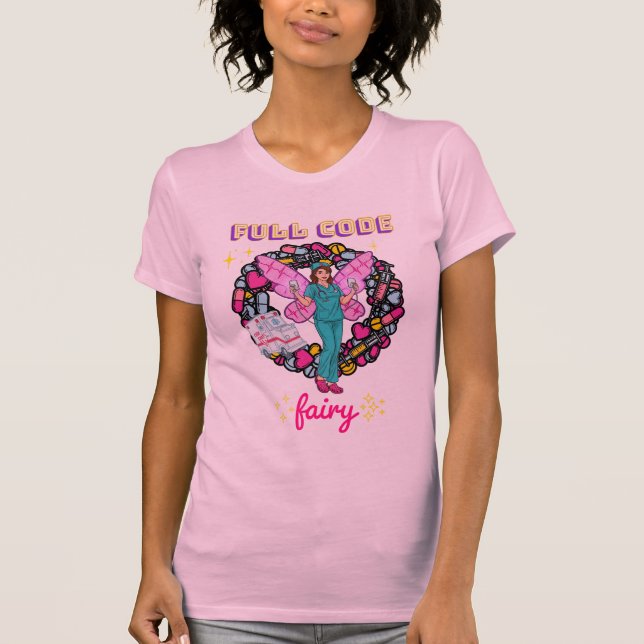 Camiseta Funny Med Scrub "Fada de Código de Cheio" Cute ER, (Frente)