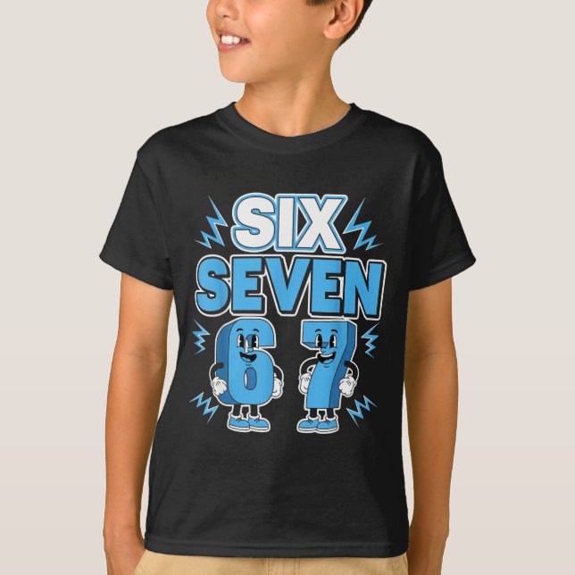 Camiseta Funny Meme 67 Six Seven 6 7 Italian Brainrot Boys  (Frente)
