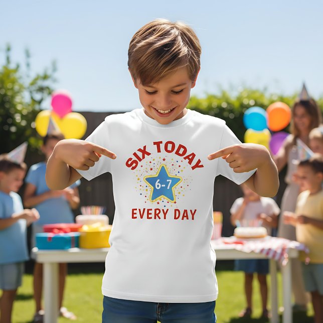 Camiseta Funny Meme Six Today 6-7 Every Day Birthday Kid's  (Criador carregado)