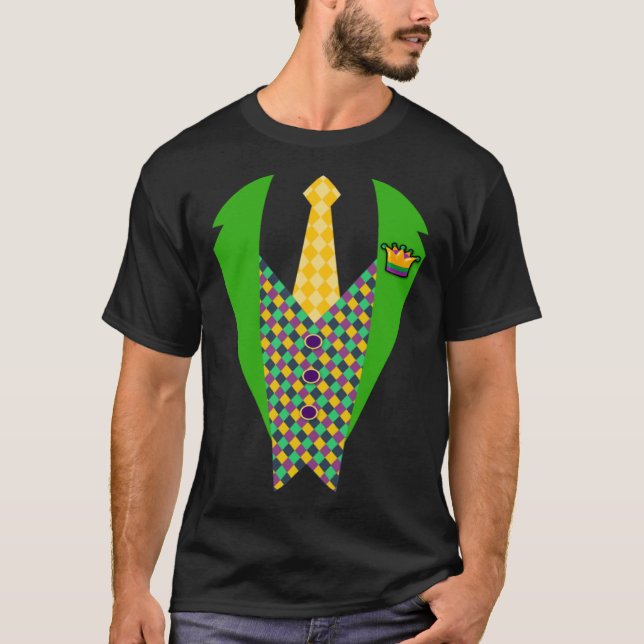 Camiseta Funny Men's Mardi Gras Shirt Tuxedo Costume For Fa (Frente)