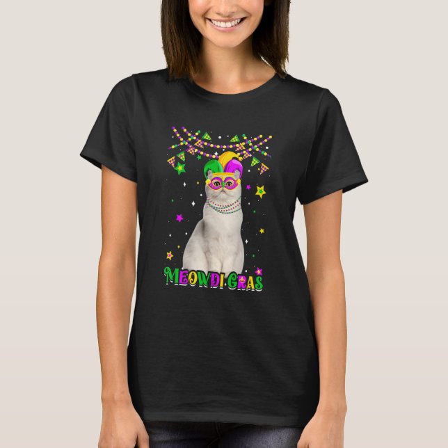 Camiseta Funny Meowdi Gras Persian Cat Mardi Gras Carnival  (Frente)